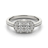 14K White Gold Two Stone Diamond Halo Ring (3/4 ct. tw.)