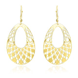 14K Yellow Gold Teardrop Filigree Design Graduated Open Teardrop Earrings
