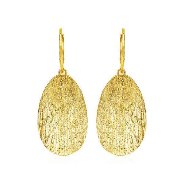 Textured Oval Earrings with Yellow Finish in Sterling Silver