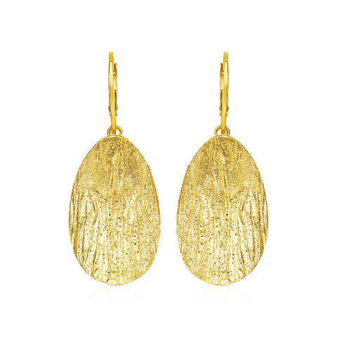 Textured Oval Earrings with Yellow Finish in Sterling Silver