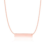 14K Rose Gold Smooth Flat Horizontal Bar Style Necklace