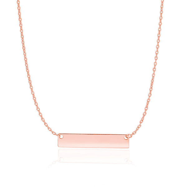 14K Rose Gold Smooth Flat Horizontal Bar Style Necklace