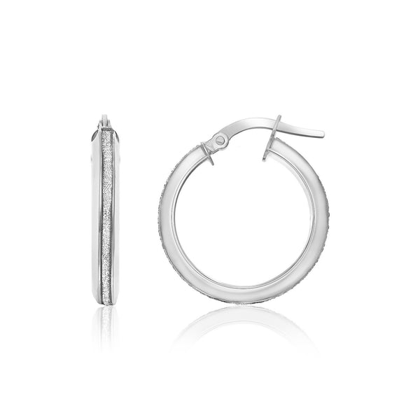 14K Two-Tone Gold Hoop Earrings with Glitter Center