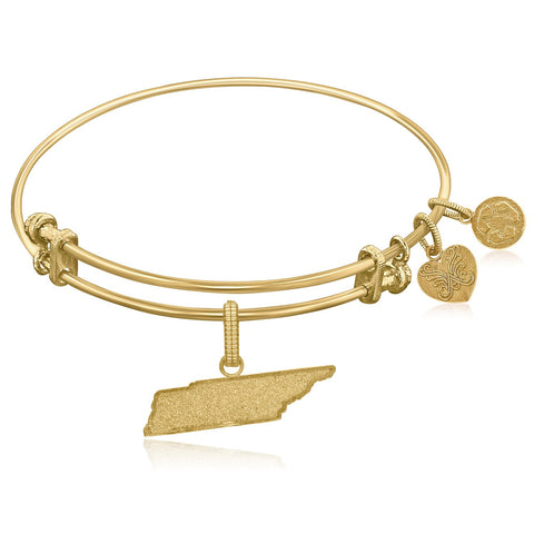 Expandable Yellow Tone Brass Bangle with Tennessee Symbol