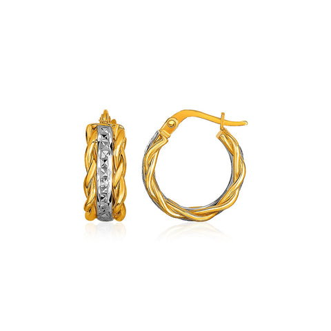 14K Two-Tone Gold Interlaced Style Hoop Earrings