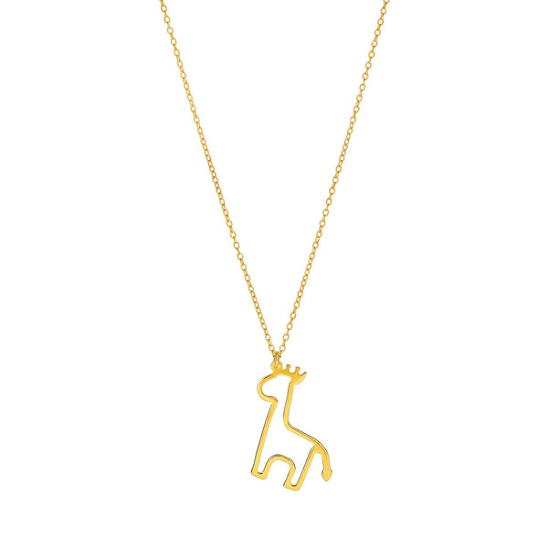 14K Yellow Gold Oval Link with Giraffe Pendant