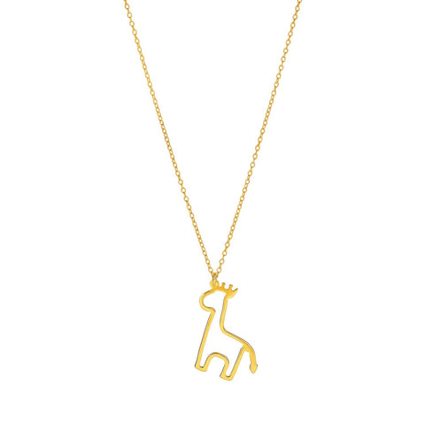 14K Yellow Gold Oval Link with Giraffe Pendant