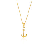 14K Yellow Gold Cable Chain with Anchor Pendant