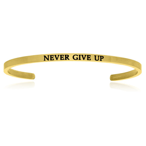 Yellow Stainless Steel Never Give Up Cuff Bracelet
