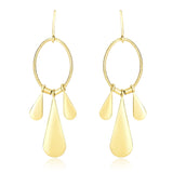 14K Yellow Gold Graduated Teardrop and Open Oval Drop Style Earrings