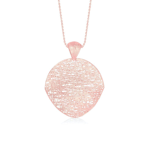 Italian Design 14K Rose Gold Woven Artistic Pendant