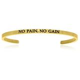 Yellow Stainless Steel No Pain, No Gain Cuff Bracelet