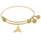 Expandable Yellow Tone Brass Bangle with New York Symbol
