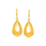 14K Yellow Gold Polished Teardrop Motif Drop Earrings