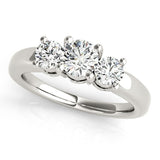14K White Gold Timeless 3 Stone Round Diamond Engagement Ring (1 ct. tw.)