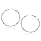 10K White Gold Polished Hoop Earrings (40 mm)