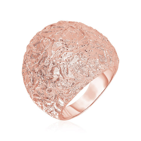 Textured Dome Ring with Rose Finish in Sterling Silver