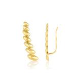 14K Yellow Gold Graduated Oval Climber Stud Earrings