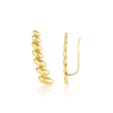 14K Yellow Gold Graduated Oval Climber Stud Earrings