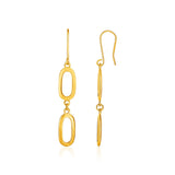 14K Yellow Gold Chain and Soft Rectangular Link Drop Earrings