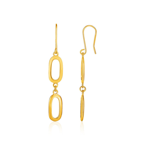 14K Yellow Gold Chain and Soft Rectangular Link Drop Earrings