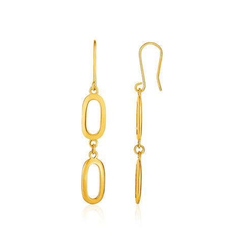 14K Yellow Gold Chain and Soft Rectangular Link Drop Earrings