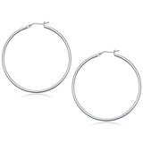 10K White Gold Polished Hoop Earrings (50 mm)