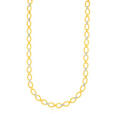 14K Two-Tone Gold Multi-Textured Oval Link Fancy Necklace