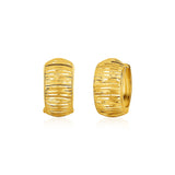 14K Yellow Gold Diamond Cut Hoop Design Earrings