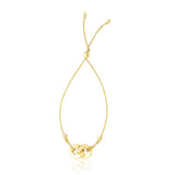 14K Yellow Gold Interlocked Ring Style Adjustable Lariat Bracelet