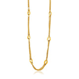 14K Yellow Gold Curved Oval Link and Multi-Strand Cable Chain Necklace