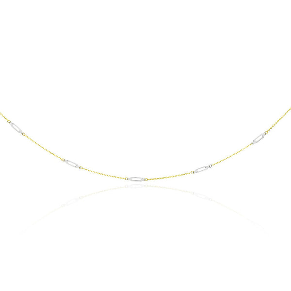 14K Two-Tone Gold Long Open Oval Station Chain Necklace