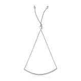 14K White Gold Smooth Curved Bar Lariat Design Bracelet