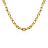 14K Two-Toned Yellow and White Gold Two-Bar Mariner Link Necklace