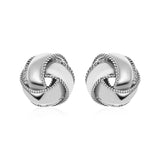 Textured and Polished Love Knot Earrings in Sterling Silver