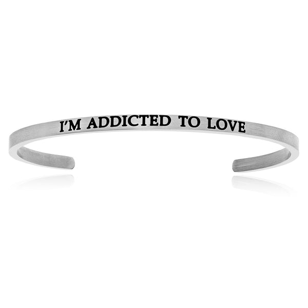 Stainless Steel I'm Addicted To Love Cuff Bracelet
