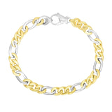 14K Two-Tone Gold Men's Figaro Link Style Bracelet