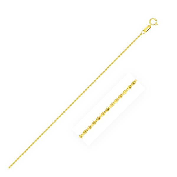 1.25mm 10K Yellow Gold Diamond Cut Rope Anklet