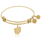 Expandable Yellow Tone Brass Bangle with Ohio Symbol