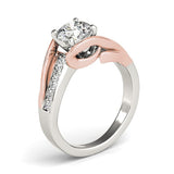 14K White And Rose Gold Bypass Round Split Shank Diamond Engagement Ring (1 1/8 ct. tw.)