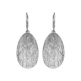 Textured Oval Earrings with White Finish in Sterling Silver