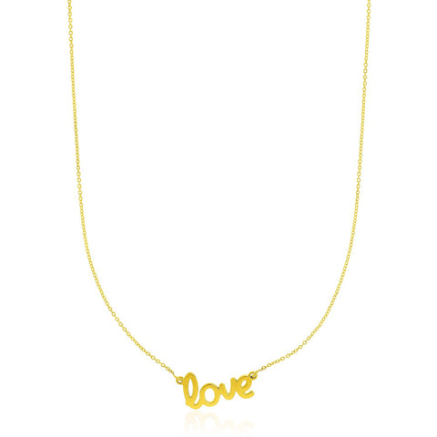 14K Yellow Gold Script LOVE Necklace