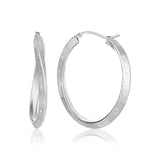 Sterling Silver Diamond Dust Twist Oval Shape Hoop Earrings