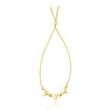 14K Yellow Gold Adjustable Puffed Heart Stations Lariat Style Bracelet