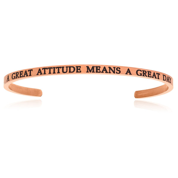 Pink Stainless Steel A Great Attitude Means A Great Day Cuff Bracelet