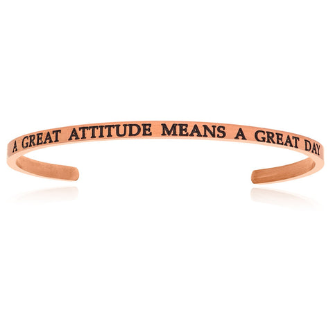 Pink Stainless Steel A Great Attitude Means A Great Day Cuff Bracelet