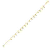 14K Yellow Gold Anklet with Star Charms
