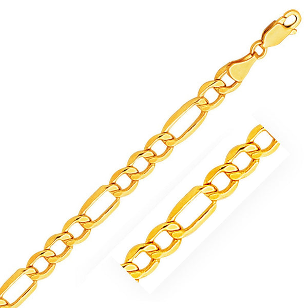 6.5mm 10K Yellow Gold Lite Figaro Bracelet