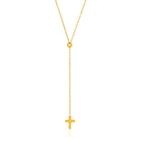 14K Yellow Gold Adjustable Cable Chain Necklace with Cross