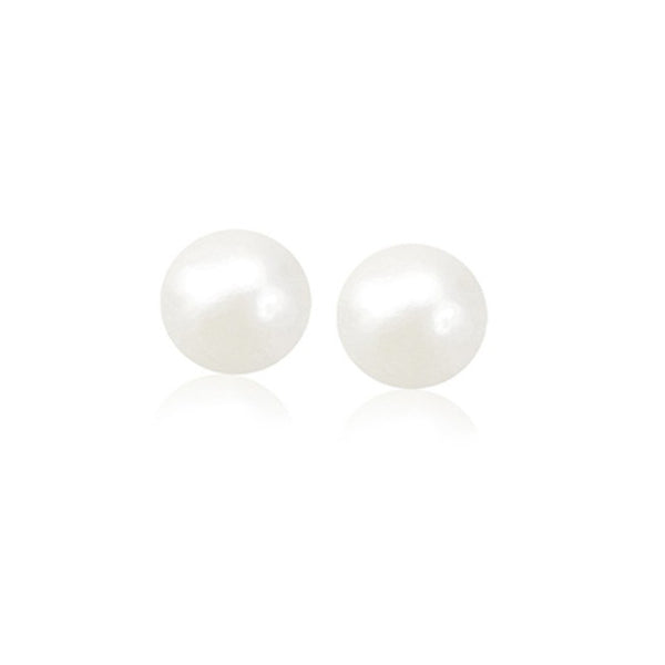 14K Yellow Gold Freshwater Cultured White Pearl Stud Earrings (7.0 mm)